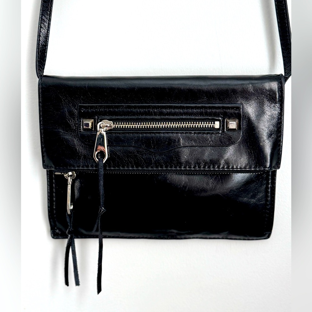 Rebecca Minkoff black leather cross body purse.